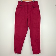 Vintage Chic Mom Jeans Size 14 30x29 High Waisted Tapered Red Made In USA Retro