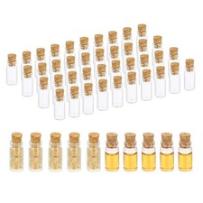 1ml Tiny Glass Bottles Vials 50Pcs Mini Clear Bottles Glass with Cork Stoppers