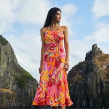 Farm Rio Fruit Brush Cutout Midi Dress Sz Medium