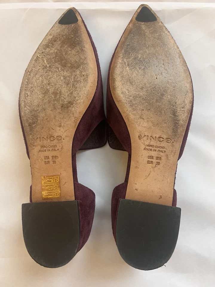 Vince D'Orsay Flats Womens Purple Suede Pointy Toe Casual Shoes Size 8 - Image 3 of 4