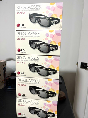 (5) LG AG-S250/AG-S250/AUS 3D Glasses Black for LG 3D TV/Projector