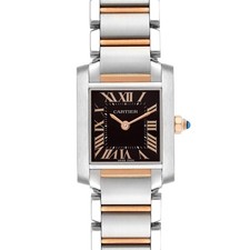 Cartier Tank Francaise Steel Rose Gold Black Dial Ladies Watch W5010001