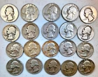 20 Washington 90% Pure Silver Quarters