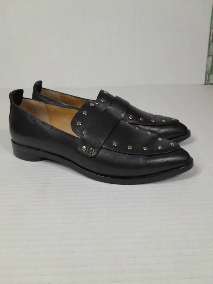 Zapatos Mocasines Joie Para Mujer Taron Tachonados Cuero Planos Negros Talla 37.5 EE. UU. 6.5 - 7 Foto 2 de 4