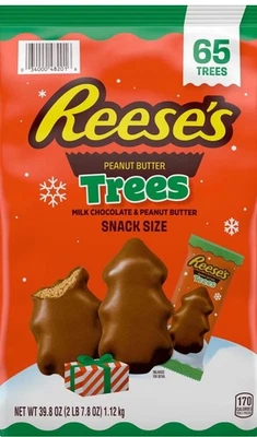 REESE'S Reese’s Peanut Butter Trees 65 Count 39.8 oz Holiday Bag – Milk Chocolate Snack