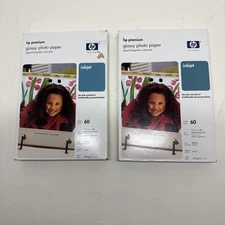 HP Premium Glossy Photo Paper 4x6 in 60 Sheets 240 g/m2 Inkjet 9 Mil Two Pack
