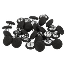 30pcs 12.5mm Fabric Cloth Covered with Metal Shank Round Sewing Buttons Black