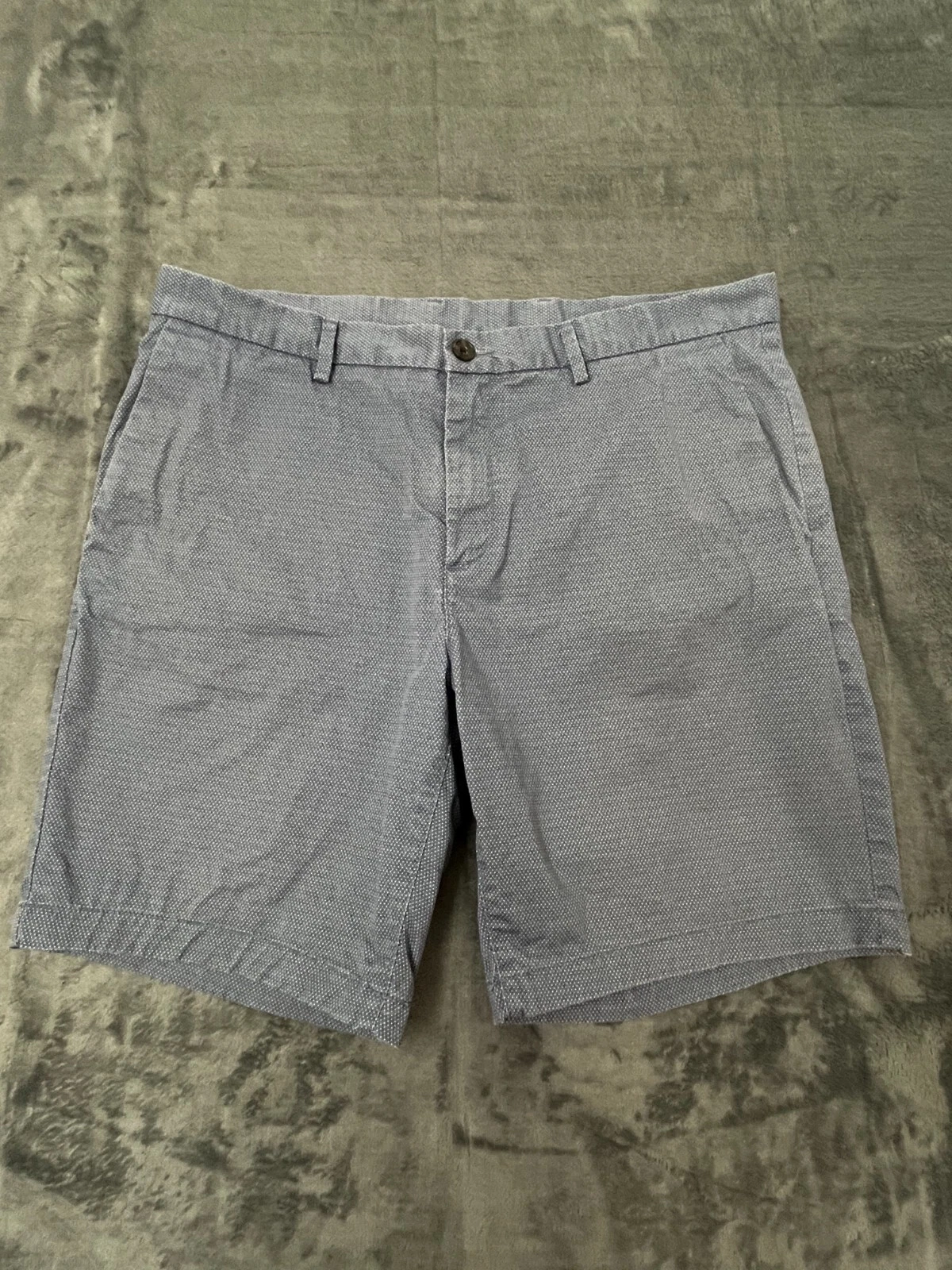 Michael Kors Chino Shorts Mens 36 Gray Mini Polka Dot Slim Fit Flat Front Preppy