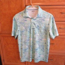 Men's Izod saltwater short sleeve polo Caribbean theme shirt size small EUC