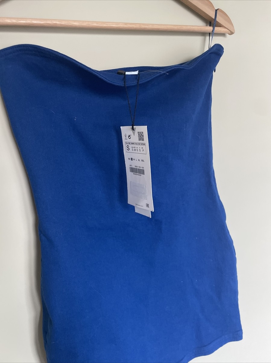New Zara Denim Tube Dress Bodycon Tight Mini Dress Blue Dye S