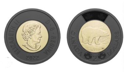 2022 Canadian Black Ring RCM Toonie Queen Elizabeth II Mourning $2 Coin.