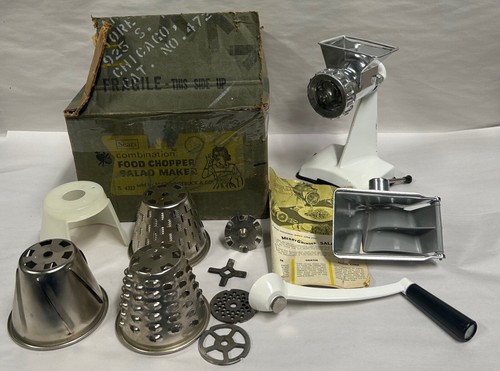 Vintage Sears Merry Grinder Kombination Lebensmittel Zerkleinerer Salat Maschine Fleischwolf (A10)