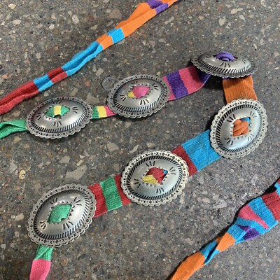 Vintage Southwestern Trinity Buckle Concho 1983 Stamped Belt Vintage Southwestern Trinity Buckle 1983 Concho Belt Stamped  main image 3