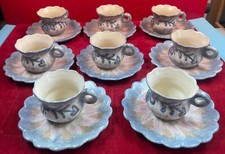 Ceramique porcelaine Quimper signé P. Fouillen.  8 Tasses et sous tasses