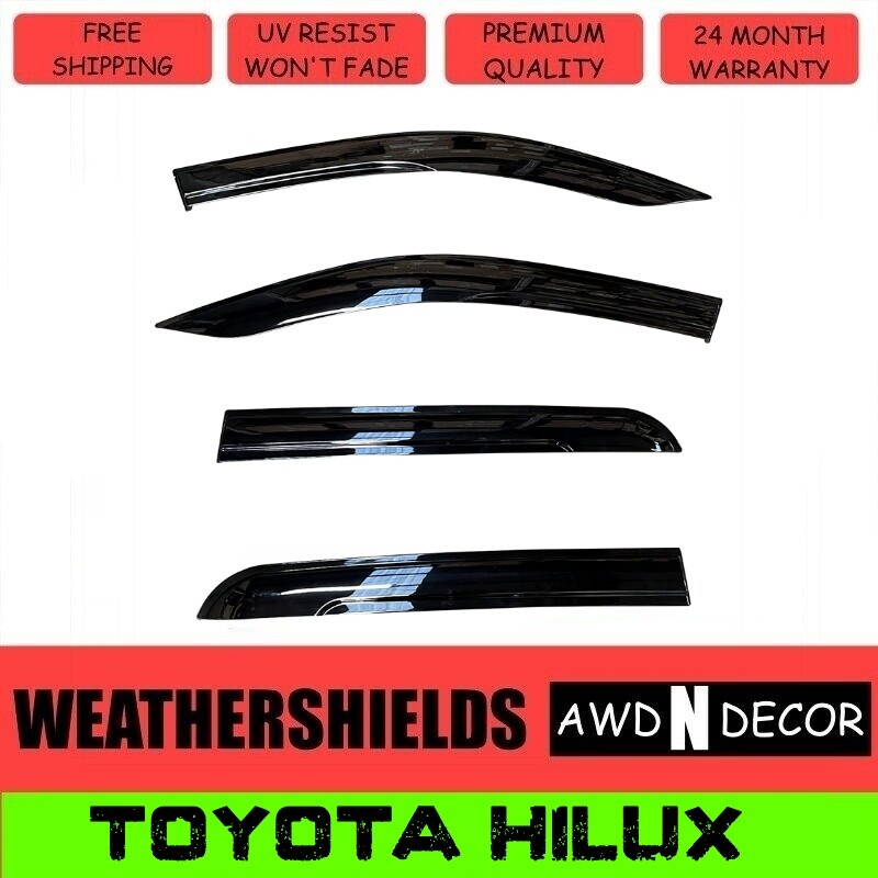 Luxury Tinted Window Visors / Weather Shields For Toyota Hilux 2015-2022 Dual Cab