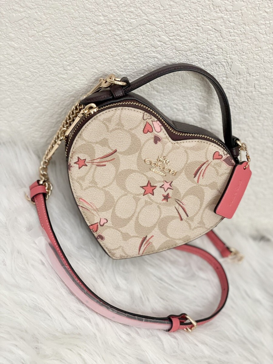 NWT Coach CK523 Heart Crossbody In Signature Canvas With Heart And