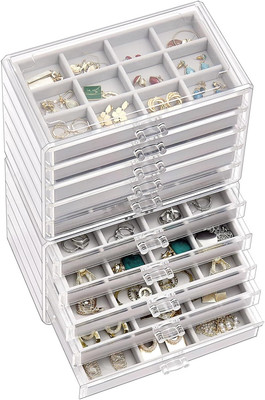 ProCase Earring Organizer Jewelry Box with 10 10 Layers, Grey 