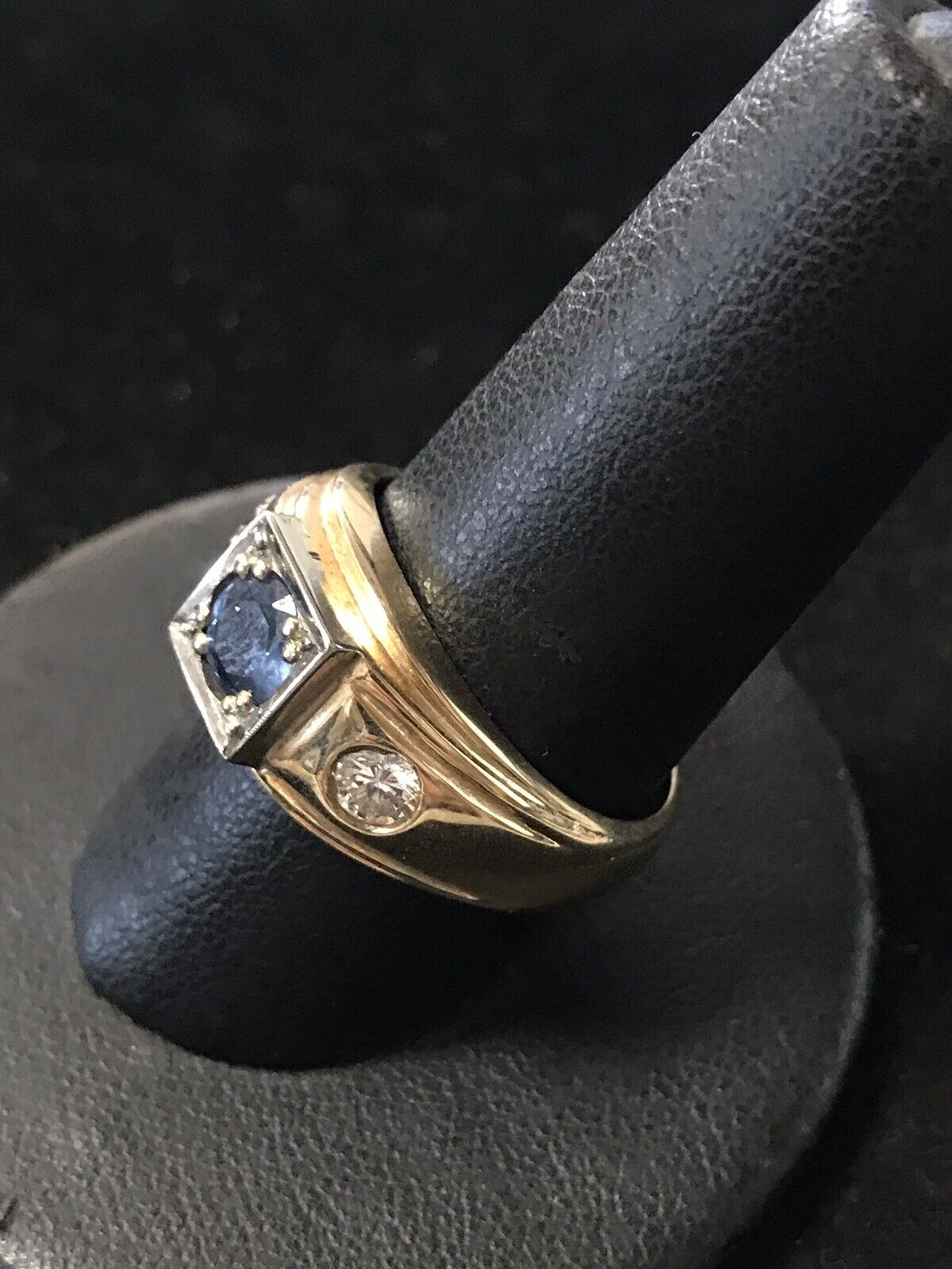 14K Yellow Gold 1ct Ceylon Sapphire and Diamond R… - image 5