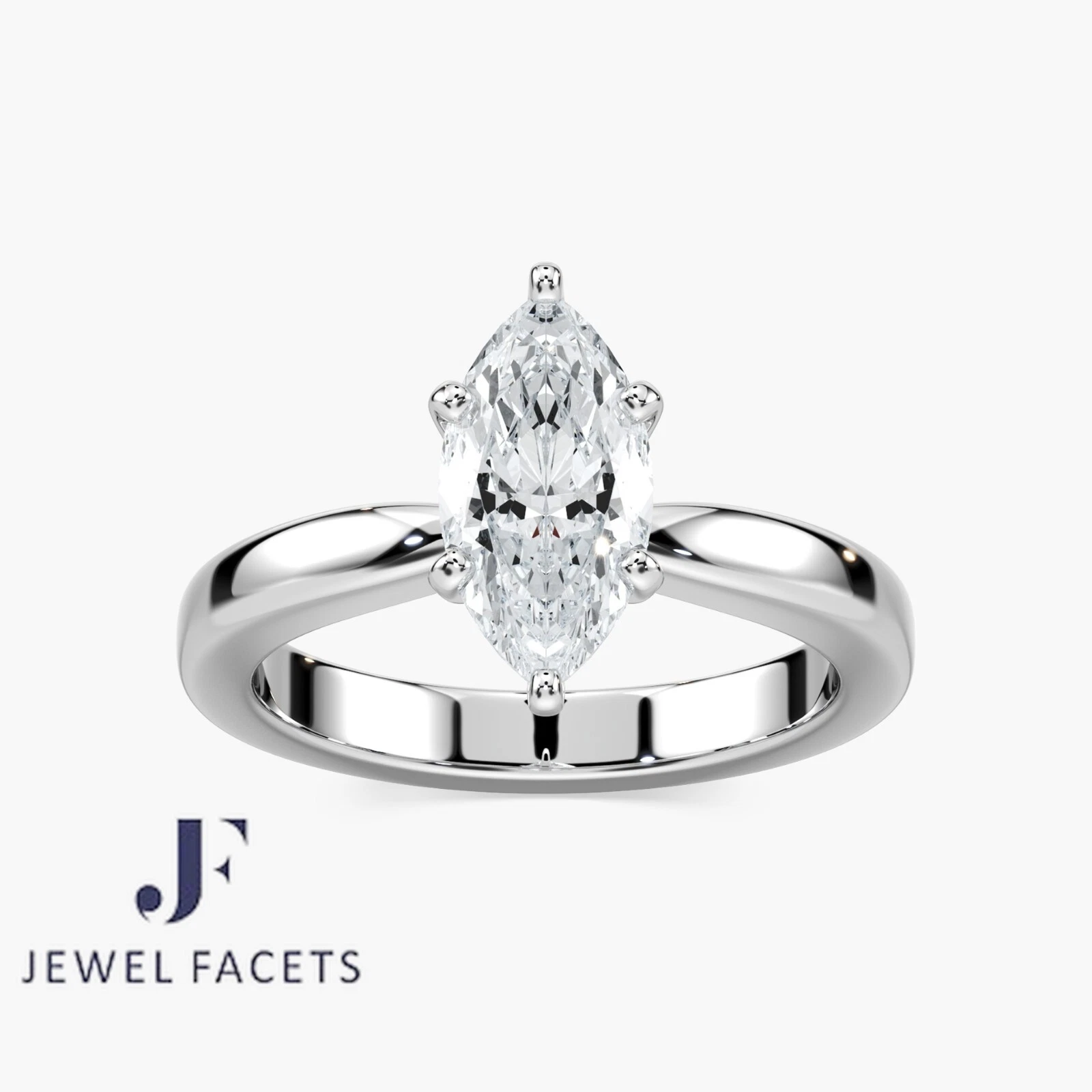 IGI Certified 1.51 Carat F/VS 14k Gold Marquise Cut Lab Grown Diamond Ring image-2