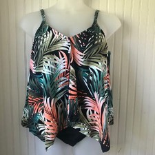 SWIM SOLUTIONS Retail 119 Palm Delight Tummy Control One Piece Size 16W