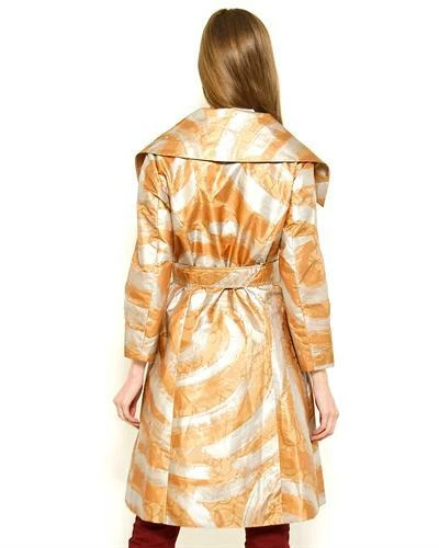 SAMUEL DONG BRONZE & SILVER TAFETTA BUTTONED TRENCHCOAT, UK-14/16 - Image 2 of 3