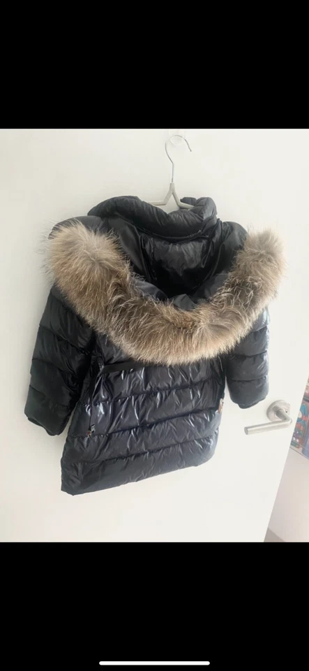 Kids moncler Navy belted coat - Image 3 of 4