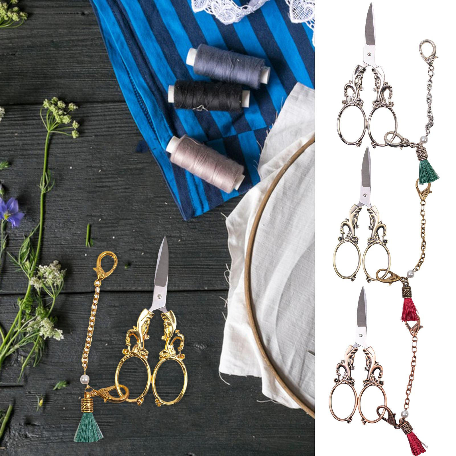 Vintage Stitch Sewing Scissors with Thread Cutter for Fabric Trimming-image