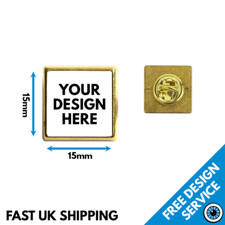 15mm Custom Lapel Pin Badges • Personalised Printed Badge • Promotional Square