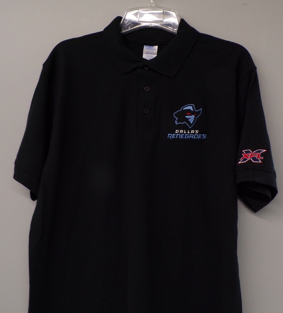 XFL Football Dallas Renegades Mens Embroidered Polo XS-6X, LT-4XLT