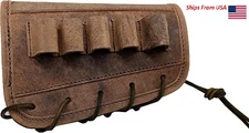Leather Shotgun Buttstock Cover Cheek Rest pad with 12GA Shell Holder Buttcover