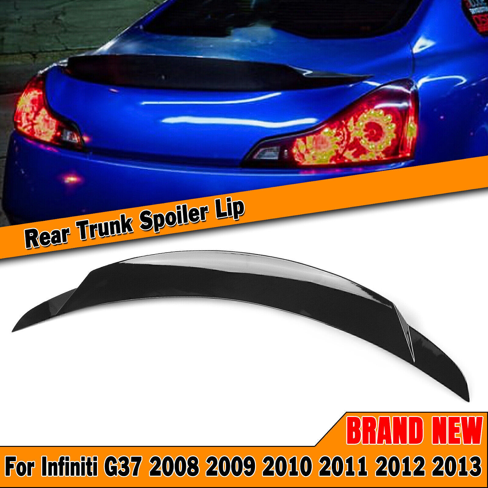 2008-2013 Infiniti G37 Q60 2-Door High-Kick Trunk Lip Spoiler - Black