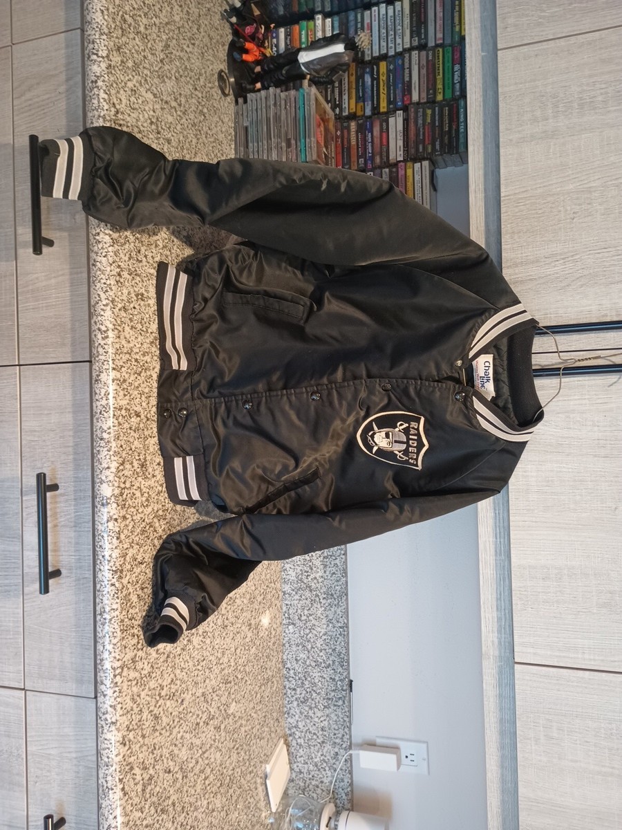 Vintage Los Angeles Raiders Snap Button Jacket L Tall Chalk