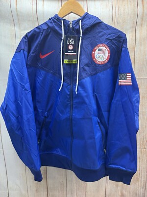 Nike Team USA Windrunner Woven Hooded Jacket CK5813-455 Men Size Small