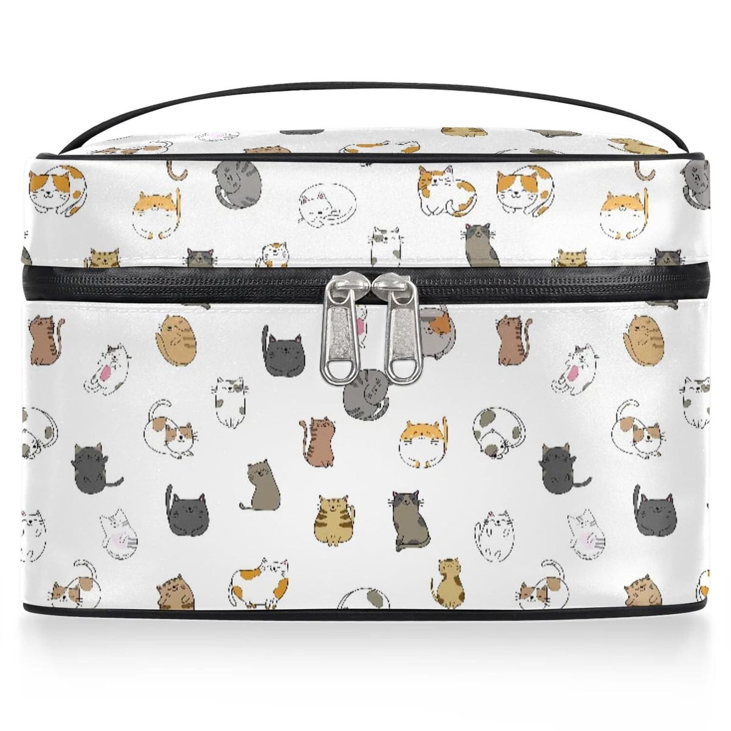 Large White Cute Animal Print Travel Makeup Bag for Women