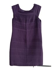 Beautifully Tailored Purple Pleated Shift Dress By Monsoon - Size 12