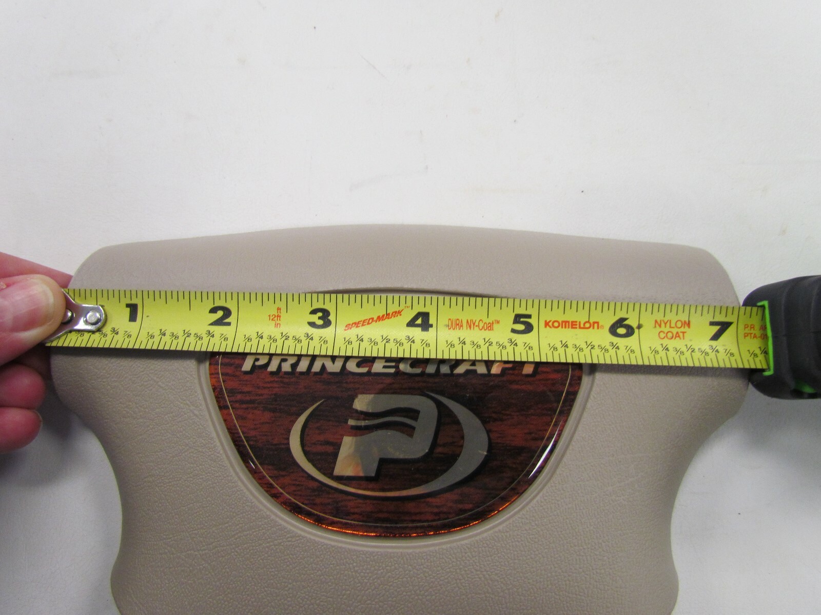 PRINCECRAFT STEERING WHEEL CENTER CAP TAN 7 1/8" X 5 1/8" MARINE BOAT