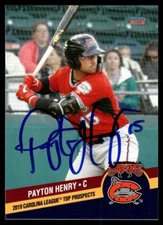 2019 Choice Carolina League Top Prospects Payton Henry Auto #2 Card Signed