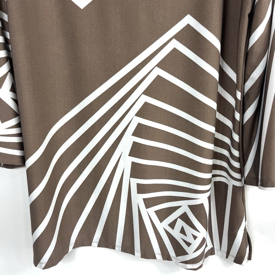 Women's Maria Gabrielle Brown White Silver Beads Abstract Stripe 3/4 Casual XL - Изображение 4 из 4
