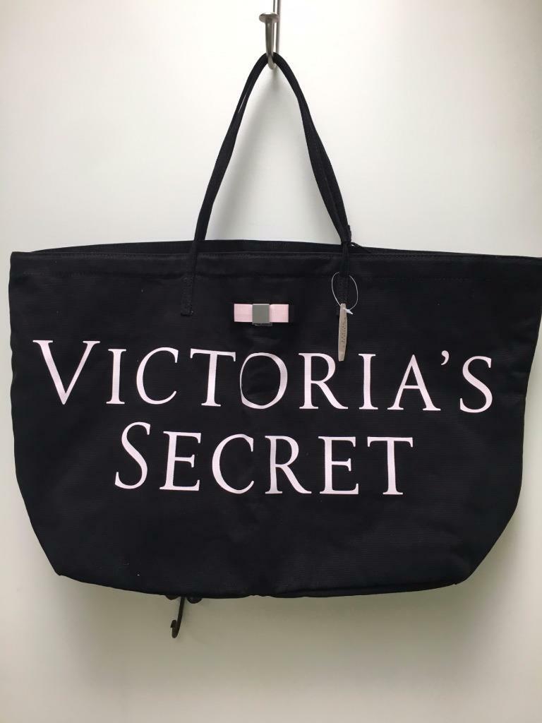 VICTORIA SECRET VC signature tote shopper bag purse black  display picture 3