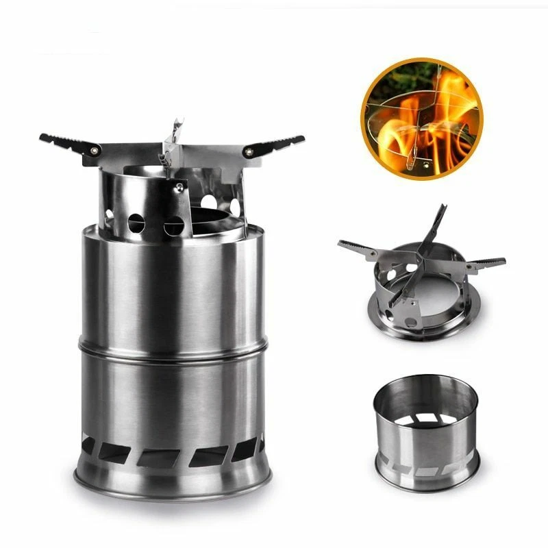 Folding wood gasifier Stainless Steel Solidified Alcohol Stove Cooking  System | eBay