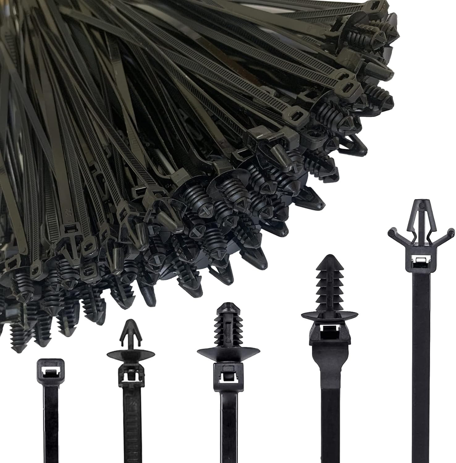 160Pcs Universal Nylon Push Mount Cable Zip Tie,Nylon Self Locking Cable Strap⭐⭐