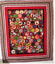 I Spy handmade quilt for a toddler to learn with in reds and pink 44 X 51