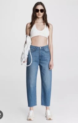 Rag & Bone 26 90s High Rise Jeans Straight Crop Blue Denim Brighton Loose Baggy