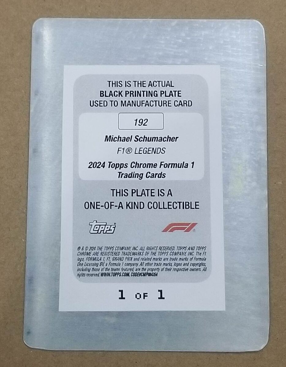 2024 TOPPS CHROME F1 #192 PLATE 1/1 MICHAEL SCHUMACHER | eBay 2024 TOPPS CHROME F1 #192 PLATE 1/1 MICHAEL SCHUMACHER | eBay