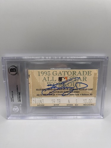 Ken Griffey Jr. signiert 1993 Home Run Derby Hit Warehouse Ticket Beckett Auto