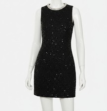 Alice + Olivia Women's Black Coley Embellished Tweed Dress Size 10