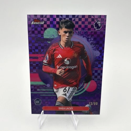 Shea Lacey 13/99 2026 Topps Finest PL Purple Checker Rookie Card Manchester Utd