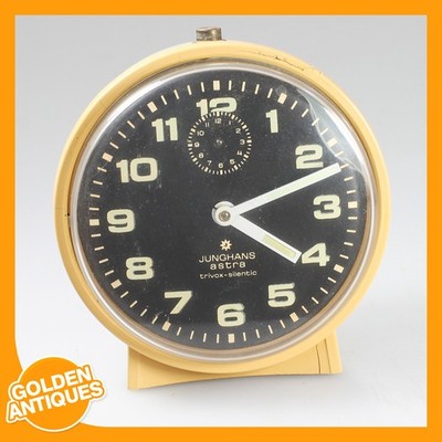 JUNGHANS ASTRA TRIVOX-SILENTIC Germany Black Mechanical Wind-up Alarm Desk Clock