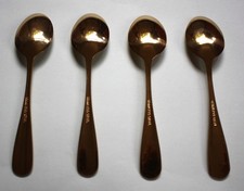 Set of 4 Gold Plated Stainless Steel Tea Spoons