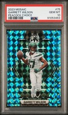 Panini 2023 Mosaic Garrett Wilson #75 Choice Peacock PSA 10 New York Jets